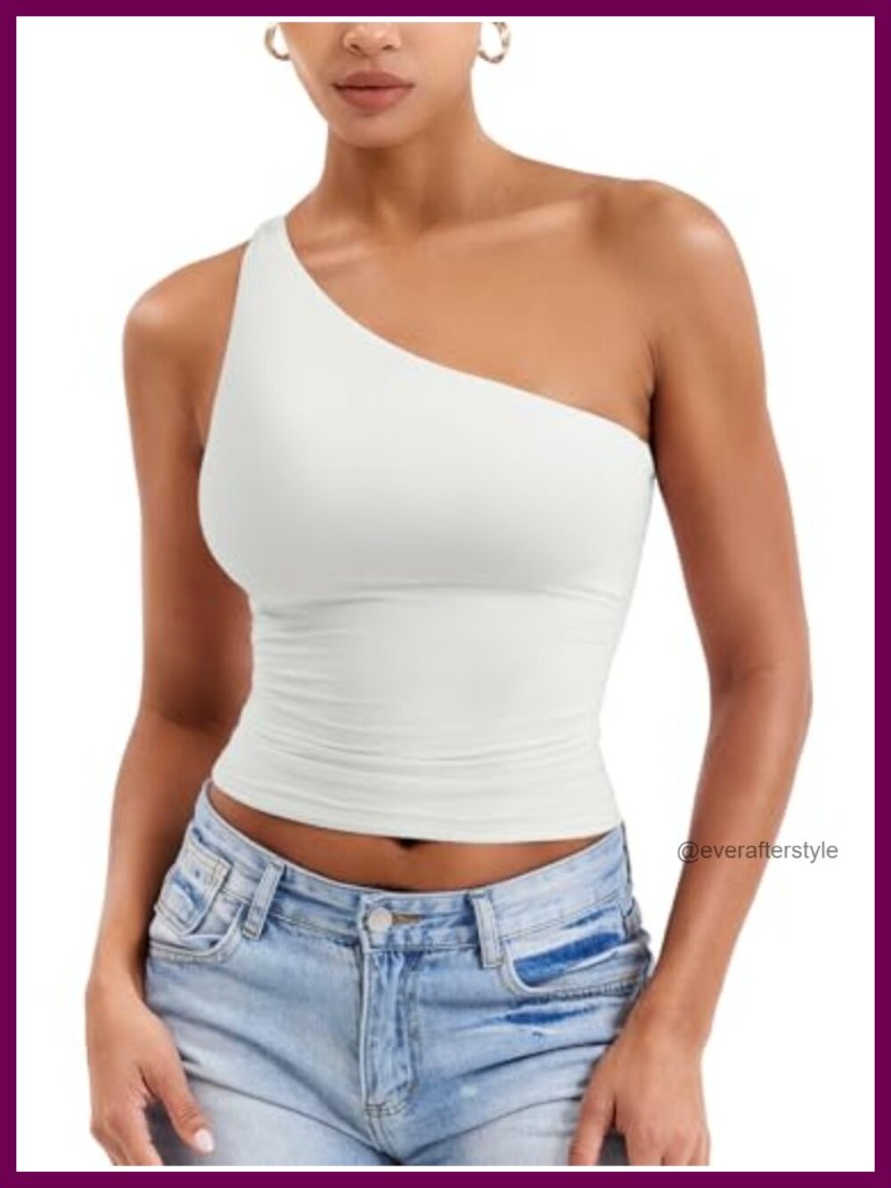 One Shoulder Tank Top Adjustable Strap Side Scrunch Crop Top Gym Yoga